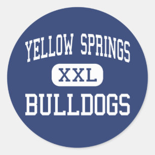 Sticker Rond Yellow Springs - bouledogues - haut - Yellow