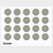 Sticker Rond Yellow Stars gris Motif (Feuille)