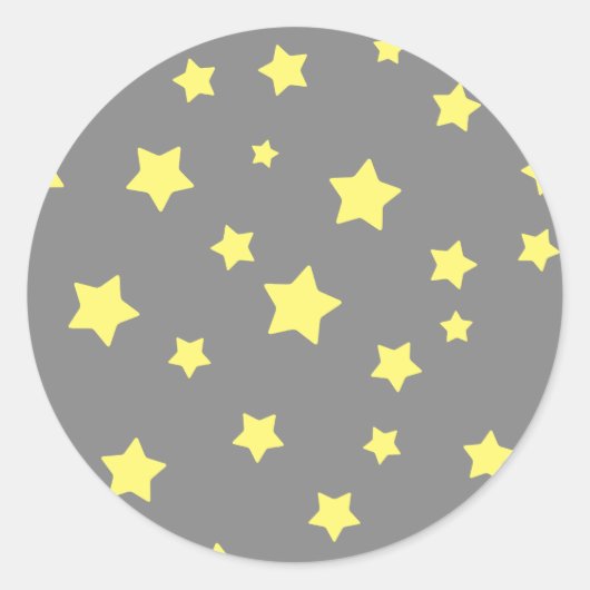 Sticker Rond Yellow Stars gris Motif (Devant)
