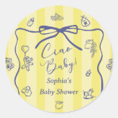 Sticker Rond Yellow Stripes Italian Themed Ciao Baby  (Devant)