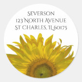 Sticker Rond Yellow Sunflower Adresse de retour (Devant)