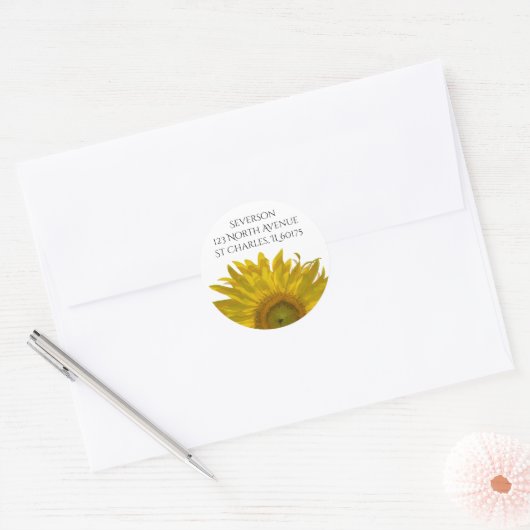 Sticker Rond Yellow Sunflower Adresse de retour (Enveloppe)