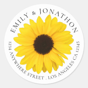 Sticker Rond Yellow Sunflower Names Adresse de retour