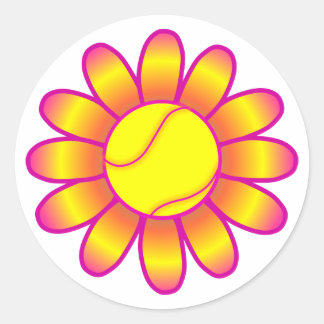 Sticker Rond Yellow Tennis Girl