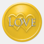 Sticker Rond Yellow Two Hearts Intertwined Wedding (Devant)