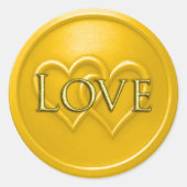 Sticker Rond Yellow Two Hearts Intertwined Wedding (Devant)
