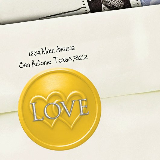 Sticker Rond Yellow Two Hearts Intertwined Wedding