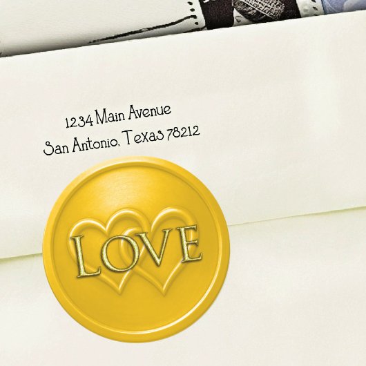 Sticker Rond Yellow Two Hearts Intertwined Wedding