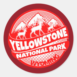 Sticker Rond Yellowstone National Park Verrou rouge du Wyoming