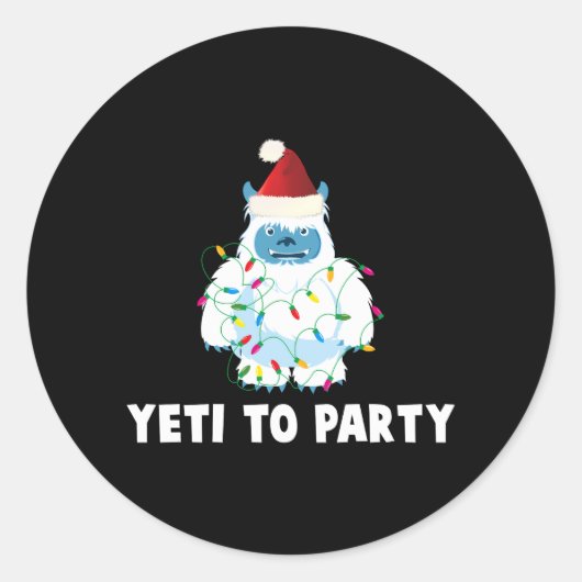 Sticker Rond Yeti à faire la fête Yeti pour (Devant)