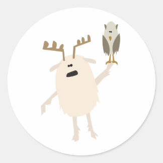 Sticker Rond Yeti & Owl
