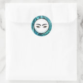 Sticker Rond Yeux de maquillage doré en marbre bleu Abstrait (Sac)