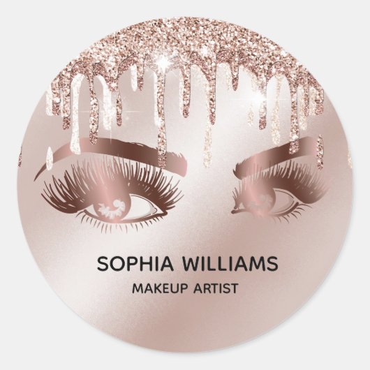 Sticker Rond yeux de maquillage rose parties scintillant goutte (Devant)