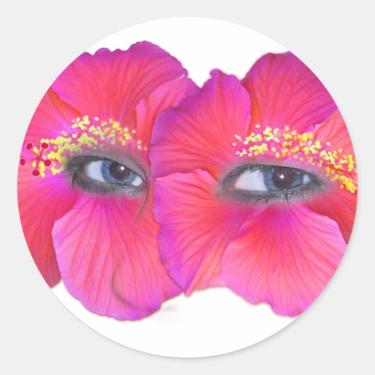 Sticker Rond Yeux d'Hibiscus - rose (Devant)