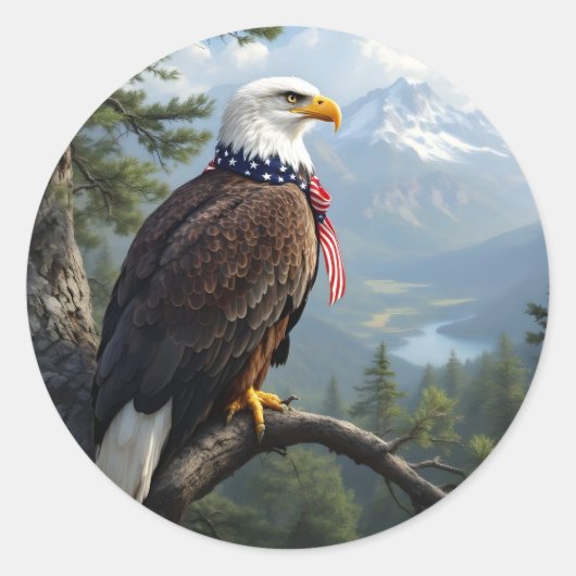 Sticker Rond Yeux du ciel – Portrait majestueux d'aigle Classiq (Devant)