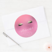 Sticker Rond Yeux rose or (Enveloppe)