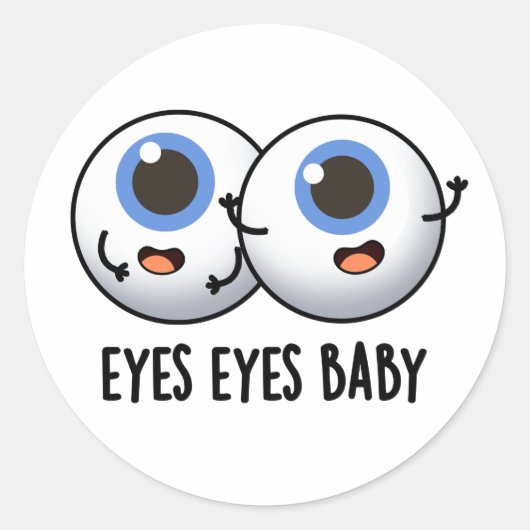 Sticker Rond Yeux Yeux Bébé Funny Ice Eyeballs Pun (Devant)