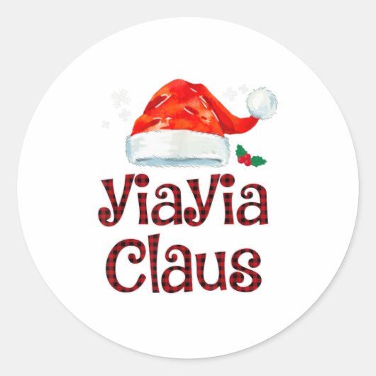 Sticker Rond Yiayia Claus Tee Christmas Pyjama Fam (Devant)
