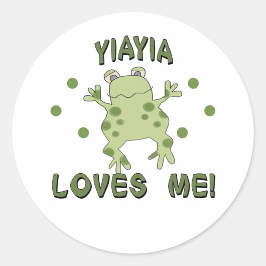 Sticker Rond YiaYia m'aime grenouille (Devant)