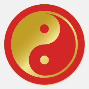Sticker Rond Yin d'or Yang