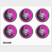 Sticker Rond Yin et Yang roses (Feuille)