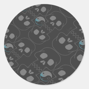 Sticker Rond Yin et Yang siffler Motif des crânes