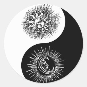 Sticker Rond Yin et yang signent - Sun contre la lune