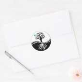 Sticker Rond Yin Yang Arbre De Vie Noir & Blanc (Enveloppe)