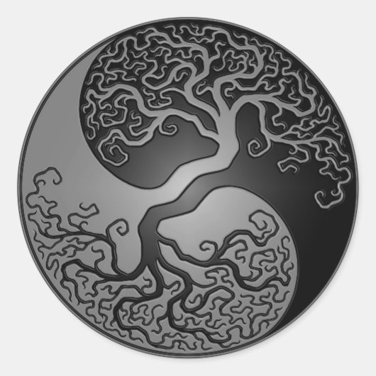 Sticker Rond Yin Yang Arbre foncé (Devant)