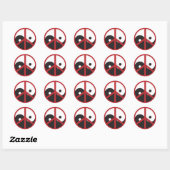 Sticker Rond Yin-Yang avec signe de Paix - rouge (Feuille)