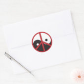 Sticker Rond Yin-Yang avec signe de Paix - rouge (Enveloppe)