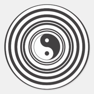 Sticker Rond Yin Yang Black White Cercles concentrés Motif