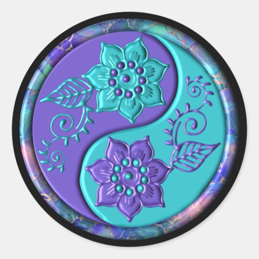 Sticker Rond Yin Yang Bleu et Violet (Devant)