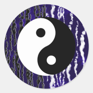 Sticker Rond Yin Yang Bleu Tranquillité Zen Énergie Chi Fête