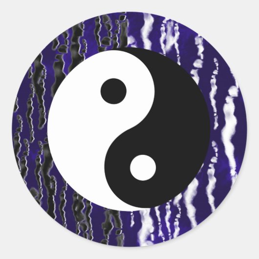 Sticker Rond Yin Yang Blue Tranquillité Zen Energy Chi Party (Devant)