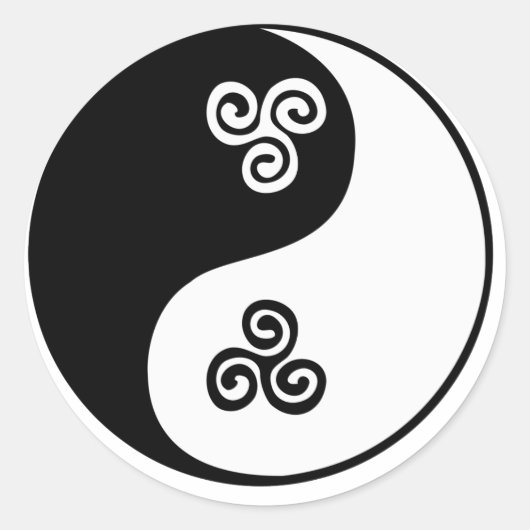 Sticker Rond Yin Yang Celtic Tri Spiral (Devant)