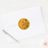 Sticker Rond Yin & Yang / Coeurs or (Enveloppe)