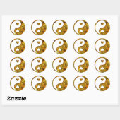 Sticker Rond Yin & Yang / Coeurs or (Feuille)
