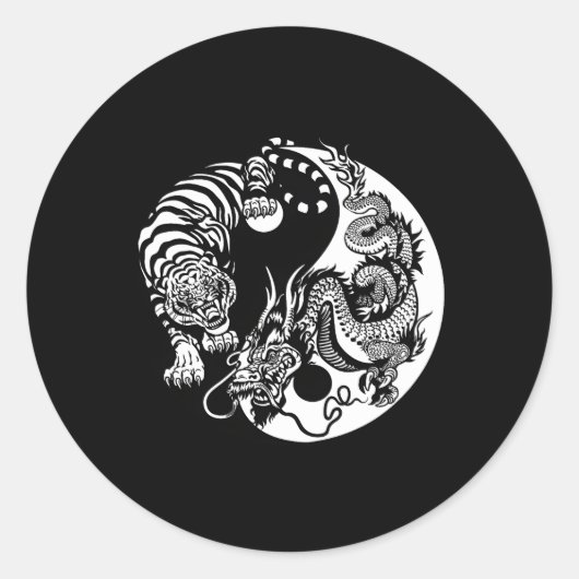 Sticker Rond Yin Yang Dragon Tiger (Devant)