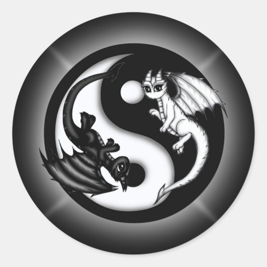 Sticker Rond Yin Yang Dragons (Devant)