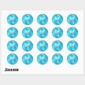 Sticker Rond Yin Yang Dragons, bleu clair (Feuille)