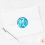 Sticker Rond Yin Yang Dragons, bleu clair (Enveloppe)