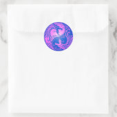 Sticker Rond Yin Yang Dragons, bleu et violet (Sac)