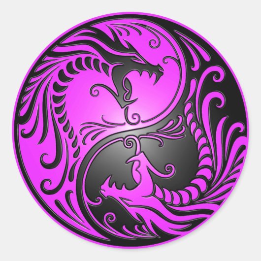Sticker Rond Yin Yang Dragons, purple and black (Devant)