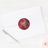 Sticker Rond Yin Yang Dragons, red and black (Enveloppe)