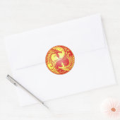 Sticker Rond Yin Yang Dragons, rouge et jaune (Enveloppe)