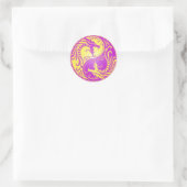 Sticker Rond Yin Yang Dragons, violet et jaune (Sac)
