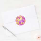Sticker Rond Yin Yang Dragons, violet et jaune (Enveloppe)