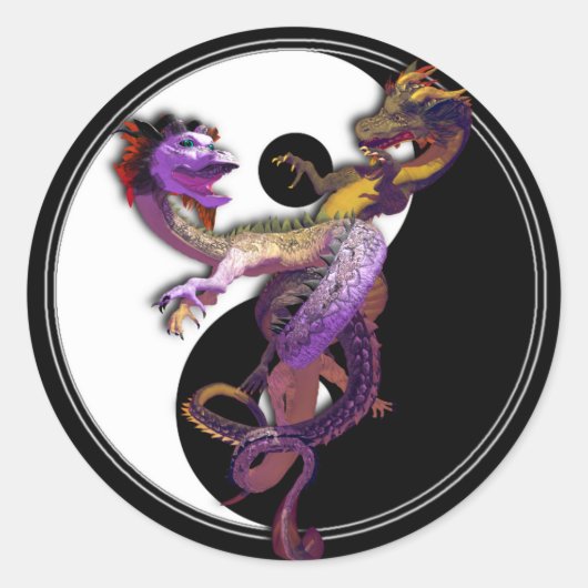 Sticker Rond Yin Yang et les dragons Danse de l'Amour (Devant)