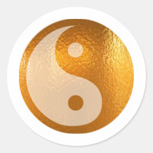 STICKER ROND YIN YANG GOLD